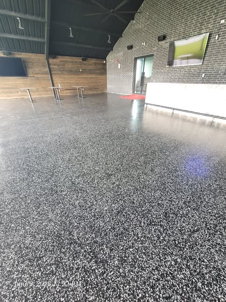 Commercial VCT tile floor showing brilliant mirror-like shine after professional floor cleaning in Northeast Texas