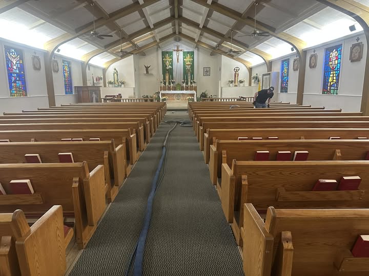 Upholstery and carpet cleaning at St. Williams Catholic Church in Greenville, TX by Bulldog Carpet Cleaning
